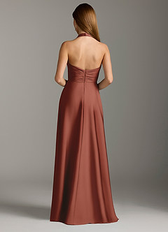 Azazie Tessie Bridesmaid Dresses Auburn A-Line Pleated Stretch Satin Dress image2