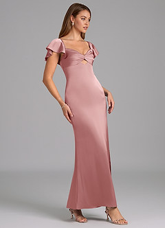 Azazie Demia 신부 들러리 드레스 쉬스 스윗하트 네크라인 스트레치 새틴 발목 길이 드레스 image3