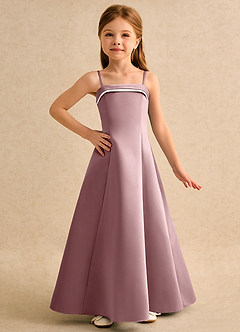 Azazie Izel Junior Formal Flower Girl Klänningar Klä A-Line i Matt satäng Plisserad image5