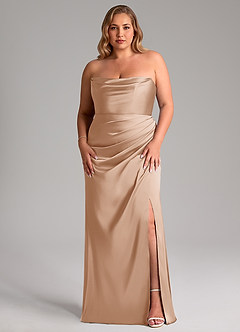 Azazie Leonis Bridesmaid Dresses English Rose Mermaid Pleated Stretch Satin Convertible Dress image9