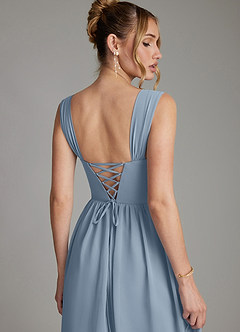 Azazie Caterina 신부 들러리 드레스 A라인 코르셋 쉬폰 바닥 길이 드레스 image2