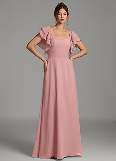 Azazie Dacia Bridesmaid Dresses Dusty Rose A-Line Ruched Chiffon Dress image1