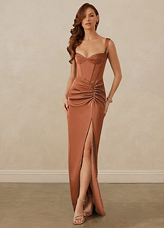 Christian Siriano Bridal for Azazie 1017 Brautjungfernkleider Etui Herzausschnitt Stretch-Satin Kleid Kupfer image1