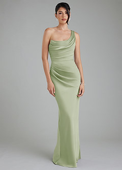 Azazie Sabrina Bridesmaid Dresses Dusty Sage Mermaid Corset Stretch Satin Dress image6