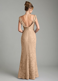Azazie Kieryn Bridesmaid Dresses Champagne Mermaid Pleated Floral Burnout Dress image7