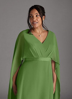 Azazie Isa Mère de la mariée Robes Robe Trapèze en Mousseline de soie Col V plissé Basilic image11