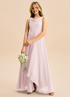 Azazie Mannie Junior Linia A Pofałdowany Szyfon Asymetryczny Młodsza druhna Sukienka image5