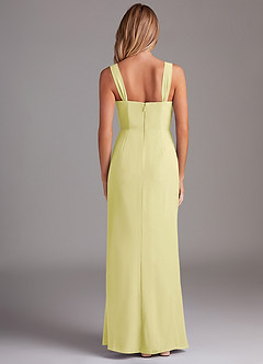 Azazie Denice Robes de demoiselle d'honneur Robe Fourreau en Mousseline de soie Plissé Sorbet Citron image2