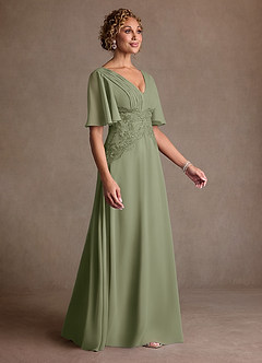 Azazie Milliat Mother of the Bride Dresses Pistachio A-Line Lace Chiffon Dress image2
