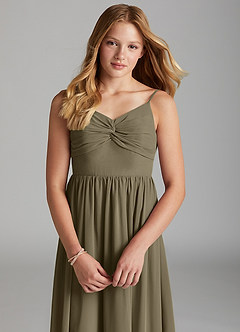 Azazie Zeya Junior Willow Green A-Line Chiffon Dress image6