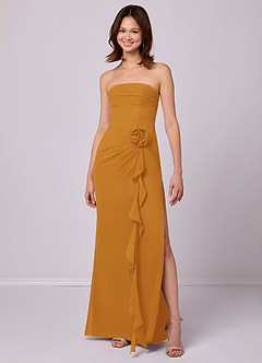 Barbie ♥ Azazie Bridesmaid Dresses Butterscotch Sheath Strapless Chiffon Convertible Dress image2