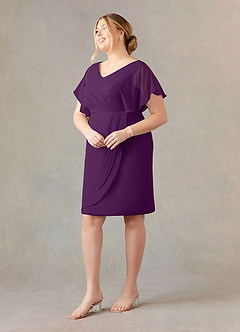 Azazie Julia Mother of the Bride Dresses Grape Sheath V-Neck Pleated Chiffon Dress image8