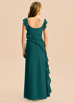 Azazie Aveline Junior Peacock A-Line Ruched Chiffon Dress image5