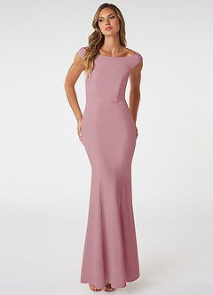 Azazie Nicolina Bridesmaid Dresses Vintage Mauve Mermaid Square Neckline Stretch Crepe Dress image1