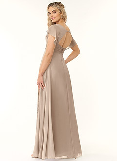 Azazie Rylee Bridesmaid Dresses Taupe A-Line Pleated Chiffon Dress image4