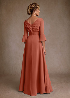 Azazie Eire Kleider für die Brautmutter A-Linie Plissee Chiffon Kleid Lehm image2