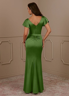 Azazie Roya Mère de la mariée Robes Robe Sirène en Satin extensible Col en V Plissé Basilic image4