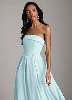 Azazie Lucienne Bridesmaid Dresses Sea Glass A-Line Strapless Chiffon Convertible Dress image4