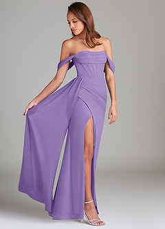 Azazie Amyra Bridesmaid Dresses Tahiti Sheath Off the Shoulder Chiffon Convertible Dress image2