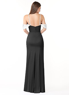 Azazie Amyra 신부 들러리 드레스 인어 오프 더 숄더 스트레치 새틴 바닥 길이 드레스 image4