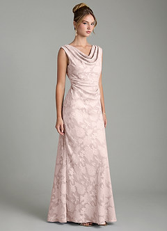 Azazie Kieryn Bridesmaid Dresses Blushing Pink Mermaid Pleated Floral Burnout Dress image4