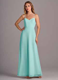 Azazie Mei Robes de demoiselle d'honneur Robe Trapèze en Mousseline de soie Aqua image3