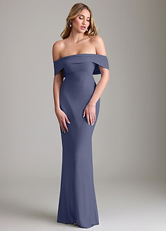 Azazie Lusinda Bridesmaid Dresses Stormy Mermaid Off the Shoulder Chiffon Convertible Dress image4