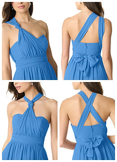 Azazie Olani Bridesmaid Dresses Blue Jay A-Line Off the Shoulder Chiffon Convertible Dress image7