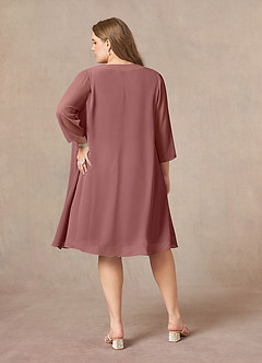 Azazie Shirley Mother of the Bride Dresses Desert Rose A-Line Scoop Pleated Chiffon Dress image9