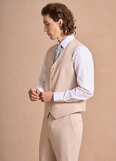 front Carter Marrone Chiaro Gilet da abito in misto cotone e lino