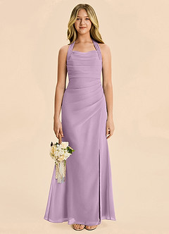 Azazie Destiny Junior Wisteria Sheath Ruched Chiffon Dress image4