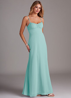 Azazie Breonna Bridesmaid Dresses Aqua A-Line Sweetheart Neckline Chiffon Dress image4
