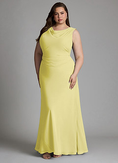 Azazie Kieryn Bridesmaid Dresses Lemon Sorbet Mermaid Pleated Chiffon Dress image10