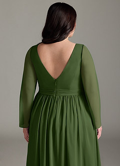 Azazie Teton Maternity Bridesmaid Dresses A-Line Long Sleeve Chiffon Floor-Length Dress image13