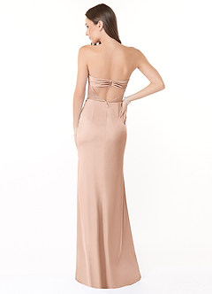 Azazie Leonis Bridesmaid Dresses Rose Gold Mermaid Pleated Stretch Satin Convertible Dress image5