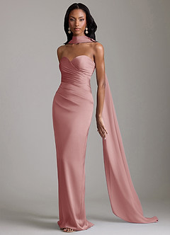 Azazie Sonora Suknie dla druhen Osłona Bez ramiączek Satyna elastyczna Do ziemi Sukienka image10