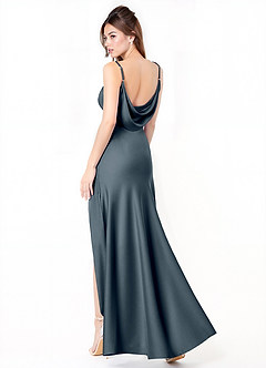 Azazie Alaija Bridesmaid Dresses Twilight Mermaid Side Slit Stretch Satin Dress image1