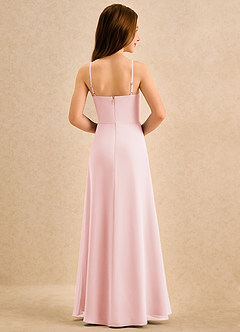 Azazie lolly Girls Formal Robe Demoiselle D'honneur Fillette Robe Trapèze en Mousseline de soie Plissée Rose Pâle image2