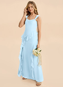 Azazie Sloane Junior Sky Blue A-Line Sweetheart Neckline Chiffon Dress image4