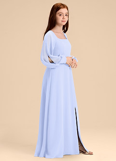 Azazie Bondi Junior Lavender A-Line Blouson Chiffon Dress image3