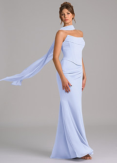 Azazie Sorrel Vestidos de damas de honor Vestido de Lavanda de Gasa de Corte Sirena con Corsé image3