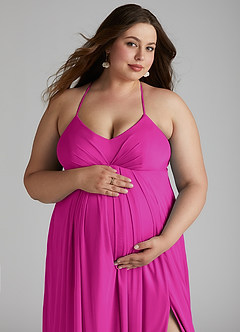 Azazie Annabelle Abiti da damigella d'onore premaman Abito A-Line con Scollo a V a Pieghe Maglia Floor-Length image10