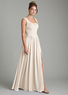Azazie Novi Bridesmaid Dresses White Alabaster A-Line Pleated Chiffon Dress image6