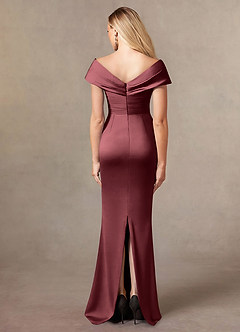 Azazie Ludlow Abiti per la Madre della Sposa Abito Sirena in Raso Elasticizzato Plissettato Merlot image4