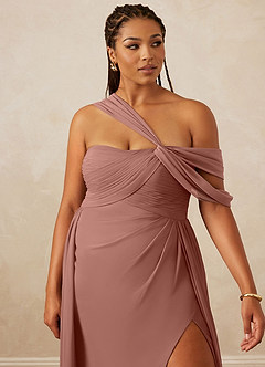 Christian Siriano Bridal for Azazie 1014 Bridesmaid Dresses Cedar Rose A-Line Off the Shoulder Chiffon Dress image15