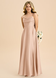 Azazie Bear Junior English Rose A-Line Sweetheart Neckline Stretch Satin Dress image6