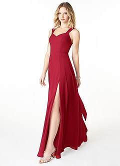 Azazie Julie Bridesmaid Dresses Scarlet A-Line Sweetheart Neckline Chiffon Dress image3