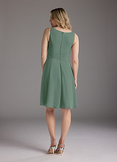 Azazie Shirley Mother of the Bride Dresses Eucalyptus A-Line Scoop Pleated Chiffon Dress image6