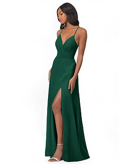 Azazie Everleigh Bridesmaid Dresses Emerald A-Line Sweetheart Pleated Chiffon Dress image5