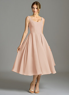 Azazie Amalie Bridesmaid Dresses English Rose A-Line Pleated Chiffon Dress image3